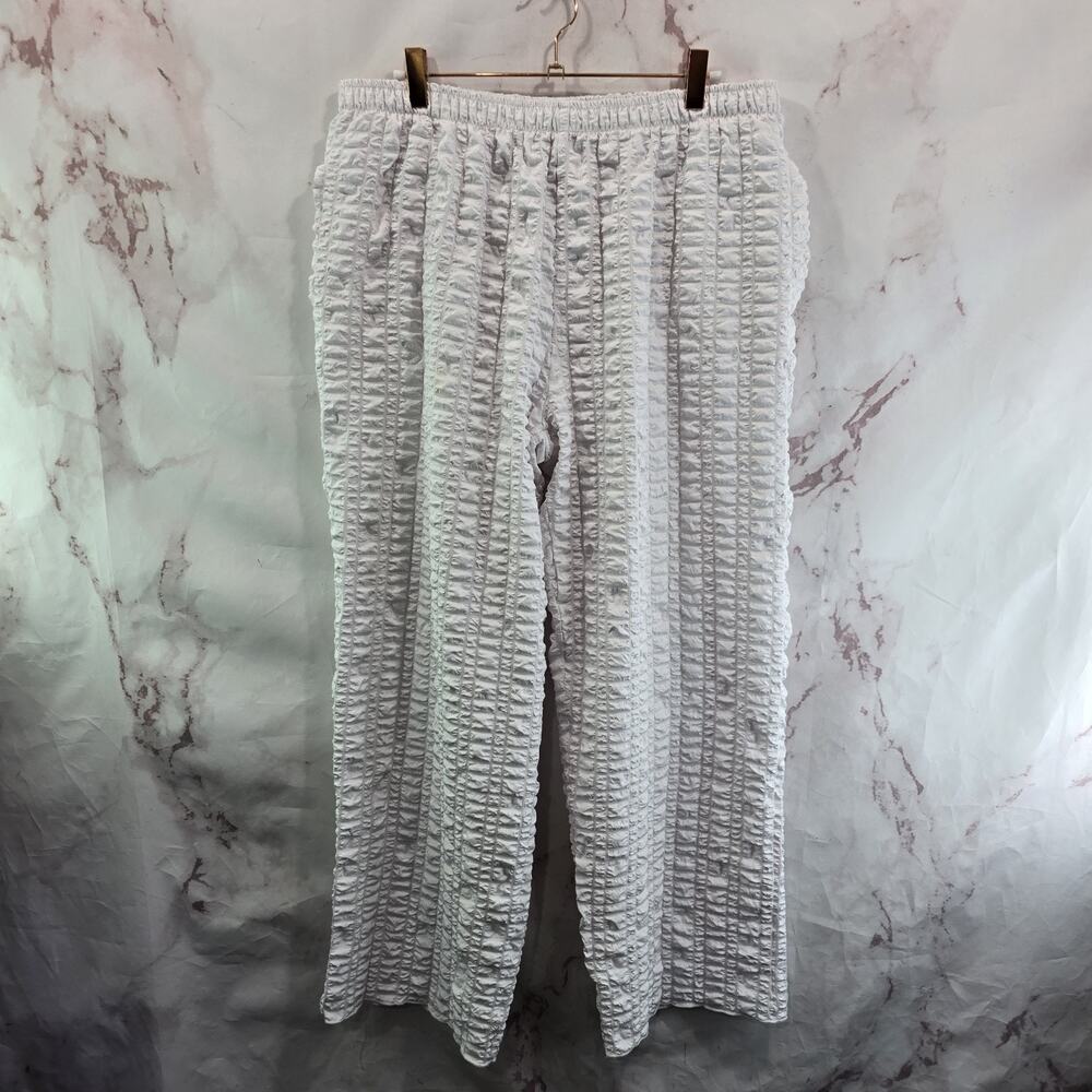 IC By Connie K Pants Womens XXL 2X Short Crop White High Rised Textured